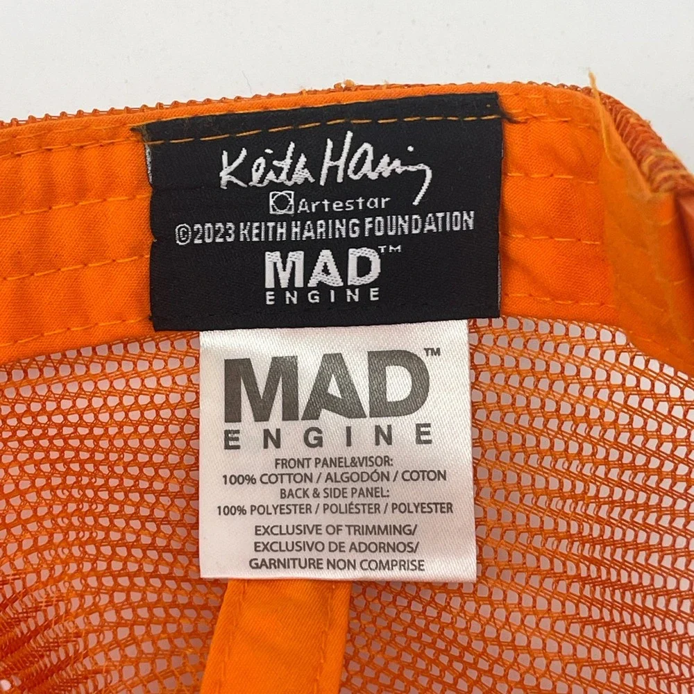 Keith Haring Mad Engine Corduroy Trucker Hat Skateboarding Orange Snapback Cap